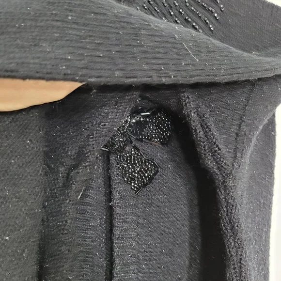 Vintage Womens Cardigan Sweater Fine Knit Beaded Button Detail Bows Long Sleeve - Picture 3 of 6